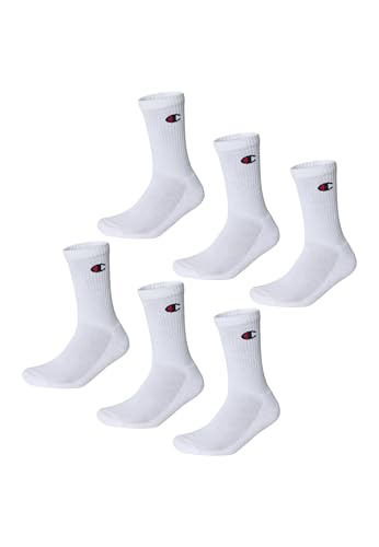 Champion Unisex Basics 6pk Crew Sportsocken, Weiß, 39-42 EU