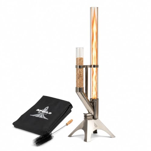 Feuerrohr - Dekorative Feuersäule Outdoor inkl. Reinigungsbürste und Abdeckhaube | Nachhaltige Feuerrohr Pelletfackel für stimmungsvolle Gartenmomente und tolles Ambiente
