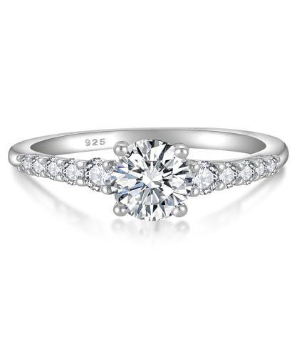 YL Verlobungsring Moissanite Ring 0,8 Karat Farbe D VVS1 Moissanit 925er Sterlingsilber Schmuck Geschenke für Damen(Größe 58)