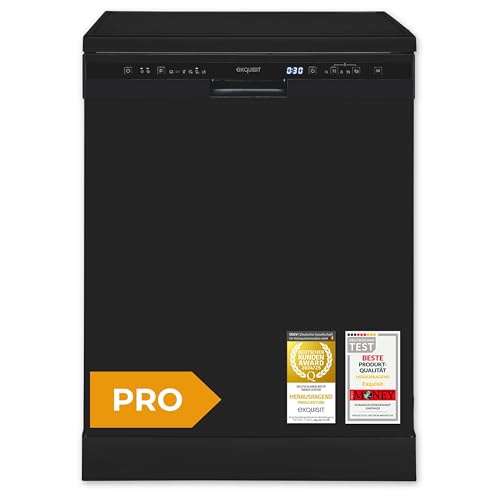 Exquisit Geschirrspüler | 60cm Breite, 14 Gedecke, Energieklasse C, 47 dB | 6 Programme, Selbstreinigung, Halbe Beladung, Startzeitverzögerung Auto Door, Aquastop Wasserschutz | GSP56314-030C schwarz