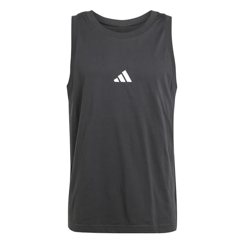 Adidas Men's Essentials SMALL Logo Single Jersey Tank TOP, Black/White, XXL