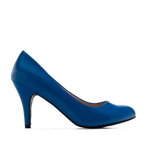 Andres Machado - Elegante Pumps aus blauem Lederimitat, Soft Blau, 46 EU