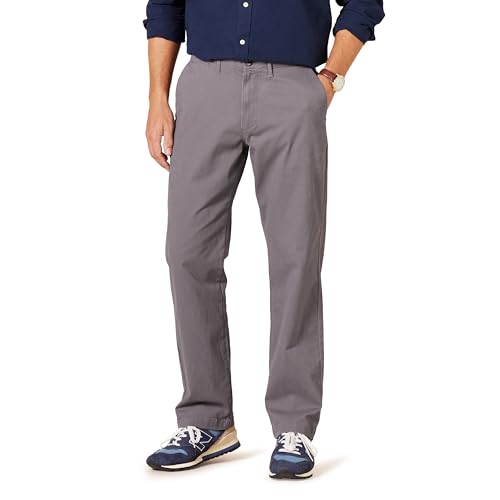 Amazon Essentials Men's Relaxed-Fit Casual Stretch Khaki, Dark Grey, 38W x 30L