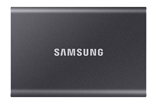 Samsung Portable SSD T7, SSD 1 TB, USB 3.2 Gen.2, 1.050 MB/s Lesen, 1.000 MB/s Schreiben, Externe SSD-Festplatte für iPhone 15 und neuer, Mac, PC, Smartphone und Spielkonsole, Grau, MU-PC1T0T/WW