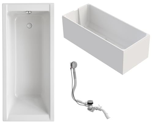 Schulte Badewanne Como 170x70 cm, Komplett inkl. Wannenträger und Ablauf, aus hochwertigem Acryl in Weiß glänzend