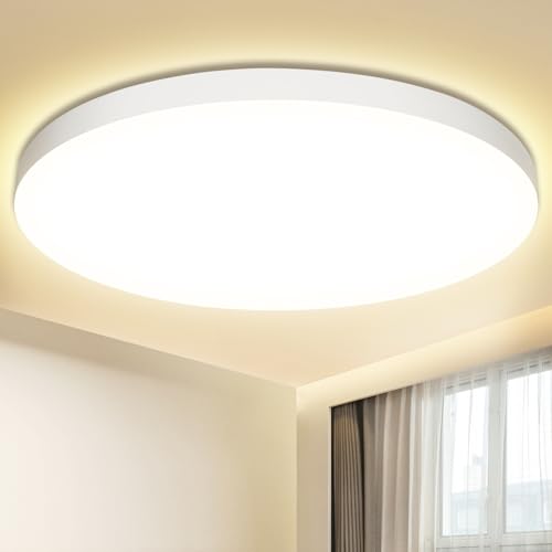 Deckenlampe LED Deckenleuchte Flach Ø28cm 24W,4000K, LED Lampen 2000LM, IP44 Wasserfest Rund Wohnzimmerlampe Decke Schlafzimmer Modern Schlicht Ultra Dünn für Badezimmer/Wohnzimmer/Balkon/Keller/Flur