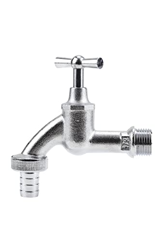 Gardena Wasserhahn mit Schlauchverschraubung: Verchromter Wasserkran für Innen & Außen, 21 mm (G 1/2 Zoll)-Gewinde, für 13 mm (1/2 Zoll)-Schlauch (7330-20)