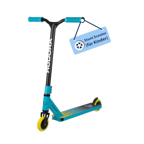 HUDORA Stuntscooter Kids - 360° Lenkung - Tretroller - ABEC 9 Kugellager - Robuster Funscooter, Kickscooter, Stunt Scooter, Trick Roller, Cityroller - ca - 6-10 Jahre - 14058 - Blau