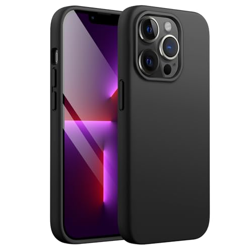JETech Silikon Hülle für iPhone 13 Pro 6,1 Zoll, Ganzkörperschutz handyhülle mit Seidig-Weicher Berühren, Stoßfeste Hülle mit Mikrofaser-Futter (Schwarz)