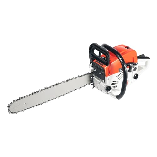 Steeviuzj 52CC Kettensäge Benzin, 2 Takt 7500RPM Benzinkettensägen mit 20 Zoll Schnittdurchmesser, Handgehaltene Gasoline Chainsaw für Holzernte, Gartenarbeit, Rot