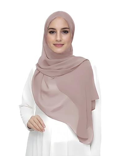Damen Muslim Premium Chiffon Hijab Kopftuch Schal aus Leicht Stoff (Nude)
