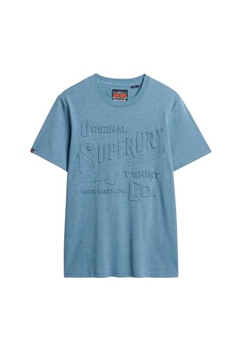 Superdry Herren Lässiges Workwear T-Shirt mit Prägung Keramikblau Meliert L