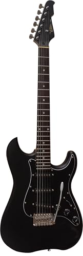 ELEKTROGITARRE MATT SCHWARZ - E-GITARRE MIT MASSIVHOLZKÖRPER - VISION SOUND - SCHWARZER PICKUP + KABEL - ST5MATTBK