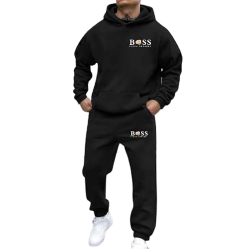 WAZHAKU Jogginganzug Herren Lang Trainingsanzug Sportanzug Baggy Sportbekleidung Zweiteiler Outfit Y2K Hip Hop 2-Teilig Hoodie und Jogginghose Casual Hausanzug Bequemer Tracksuit Jogging Anzug