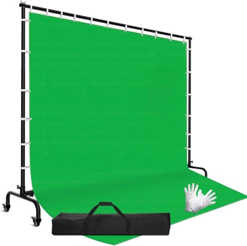 EMART Greenscreen mit 2,1 x 3m Foto Hintergrund Ständer und Rädern