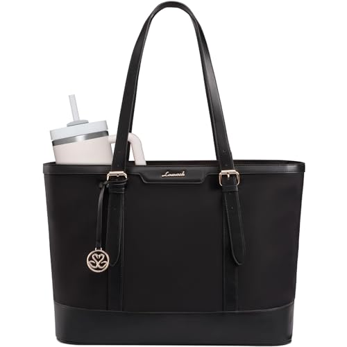 LOVEVOOK Handtasche Damen Groß, Shopper Tasche Arbeitstasche Laptoptasche 15,6 Zoll, Lehrertasche Aktentasche Schultertasche Taschen Women Handbags Tote Bag für Uni Büro Schule Business, Schwarz