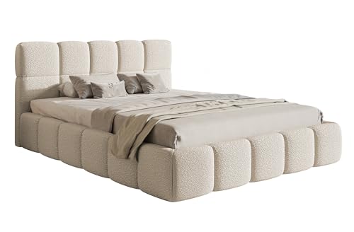 Selsey Bett Polsterbett 180 x 200 cm Boucle Gewebe Reißfest Cloudy Hellbeige