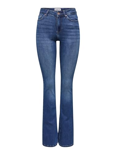 ONLY Damen Onlblush Mid flared Dnm Tai021 Noos Jeans, Dark Blue Denim, S / 32L EU