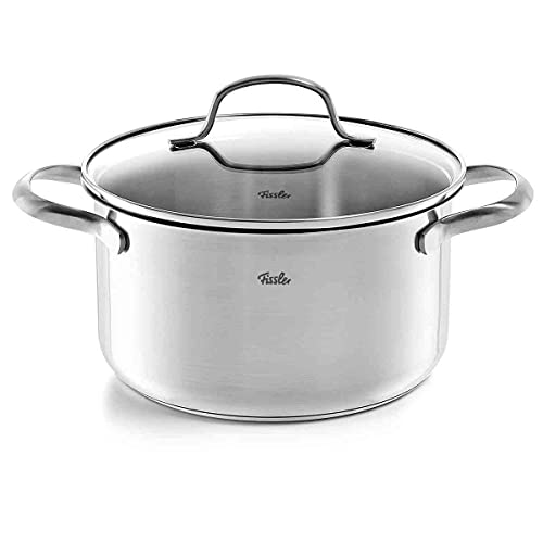 Fissler San Francisco/Edelstahl-Topf (3,3 L - Ø 20 cm) Kochtopf mit Glas-Deckel, Schüttrand, Mess-Skala - Induktion