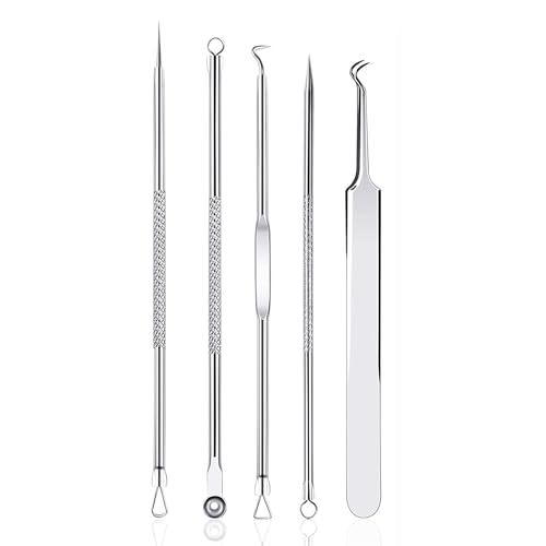 Rnitle Mitesserentferner Komedonenquetscher Set, Akne Whiteheads,Blackhead Remover mit Box aus Edelstahl für alle Hauttypen