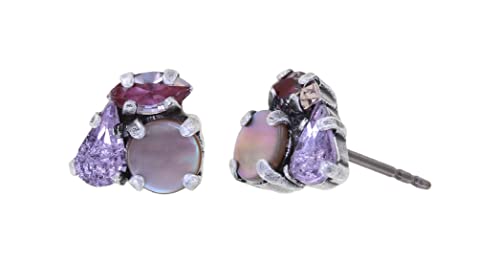 Konplott: Ohrstecker Sea Breeze pink/brown, dreifacher edle Ohrstecker mit Kristall und Muschel in pink, für Damen/Frauen