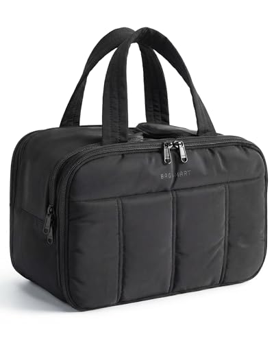 BAGSMART kulturbeutel Damen, Reise Kosmetiktasche Groß Kulturtasche zum Aufhängen für Frauen, Makeup Taschen Organizer mit Griff für Reisen, wasserdichte Waschtasche, Schwarz