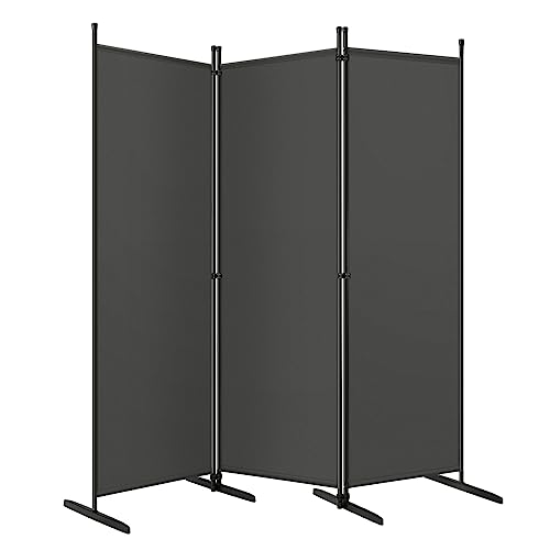WOLTU Paravent, Raumteiler klappbar freistehend Sichtschutz, Trennwand 3 teilig 167x177 cm, Stellwand für innen Outdoor Garten Balkon Terrasse, Raumtrenner Dunkelgrau