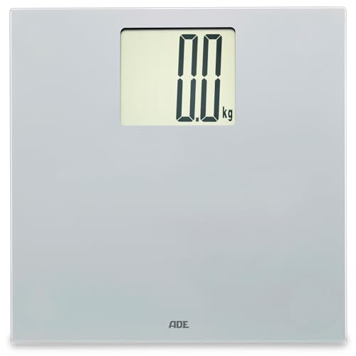 ADE Digitale Personenwaage mit XXL-Display | 200 kg Tragkraft | besonders gut ablesbare Körperwaage | ideal für Brillenträger, Senioren | Badezimmerwaage weiß