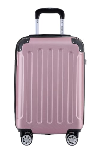 BEIBYE- Hartschalenkoffer Koffer Trolley Rollkoffer Reisekoffer Zahlenschloß 4 Zwilings-Rollen (Princess-pink, Small-55cm)