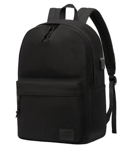 SUPACOOL Leichter Casual Laptop Rucksack mit Laptop Fach 15,6 Zoll für Männer und Frauen, Rucksack für College(Schwarz)