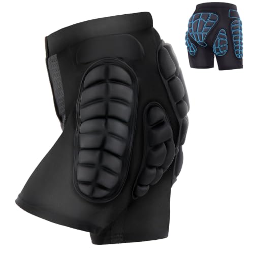 TOMSHOO Protektorhose Herren Damen, 3D-Schutz Gepolsterte Kurze Hose für Snowboarding, Skaten und Skifahren, Eva Paded Protektor Shorts für Hüfte, Po und Steißbein, L