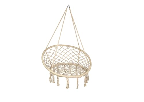 Wellogic Hängesessel Wetterfest bis 150 kg – Indoor & Outdoor Hängestuhl – Hängeschaukel mit 4-Seil-System & Stahlringen – Hängekorb für Balkon, Garten & Wohnzimmer – Robust & Komfortabel