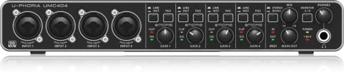 Behringer U-PHORIA UMC404HD Audiophiles 4x4, 24-Bit/192 kHz USB-Audio/MIDI-Interface mit Midas-Mikrofonvorverstärkern