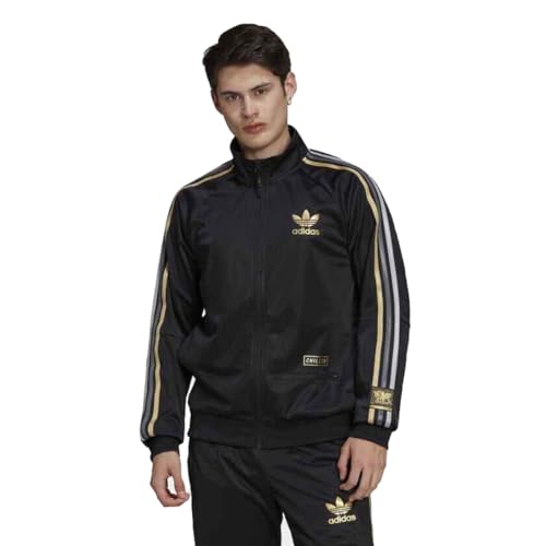 adidas Originals Herren Chile 20 Sport Track Jacke, Schwarz/Gold, S