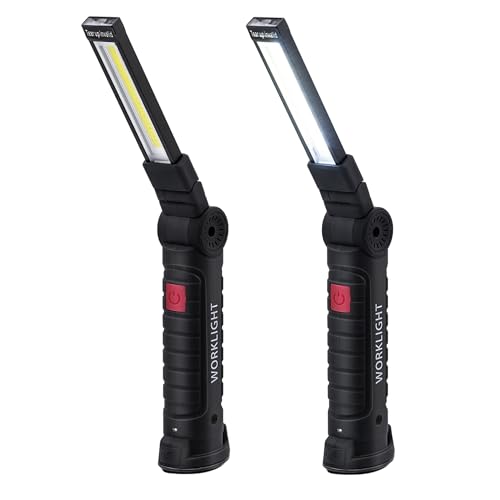Wigearss 2 Stück LED Arbeitsleuchte Werkstattlampe, Taschenlampe Werkstatt Handlampe COB Inspektionsleuchten mit Magnet uend Haken