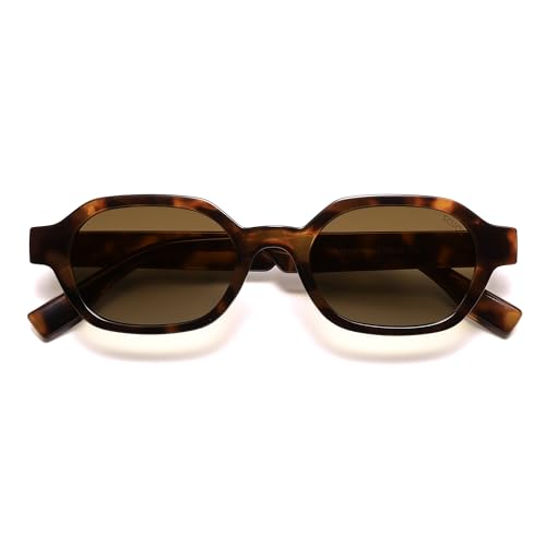 SOJOS Retro Polarisierte Hexagon Sonnenbrille Damen Herren Rectangle Trendy Sonnerbrillen mit UV400 Schutz SJ2389