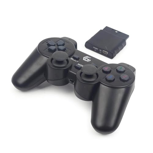 Gembird GMB Gaming Wireless Dual Vibration Gamepad – Für PC, PlayStation 2 & 3, 2,4 GHz, 12 Aktionstasten, 2 Analogsticks, Ergonomisches Design, Bis 7 m Reichweite