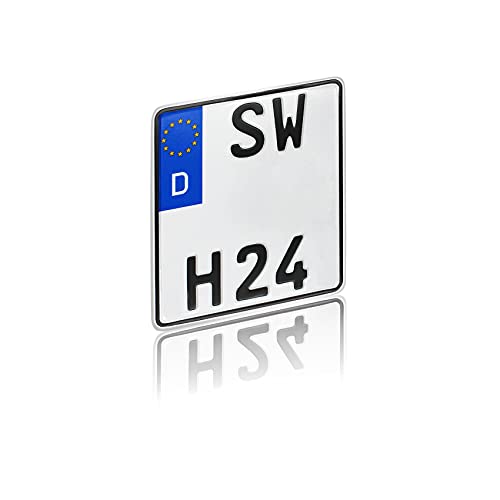 Finest Folia DIN-zertifizierte EU Kfz-Kennzeichen für Motorrad alle Größen 180x200 220x200 offizielle Nummernschilder reflektierend Wunschkennzeichen (10 Kennzeichen Motorrad)