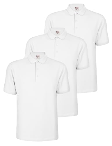 ALPIDEX Herren Poloshirt 5XL Übergröße 3er Set Kurzarm Baumwolle Weiß