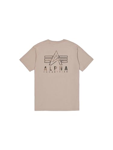 Alpha Industries Herren Camo Logo Puff Print BP T, Vintage Sand, L