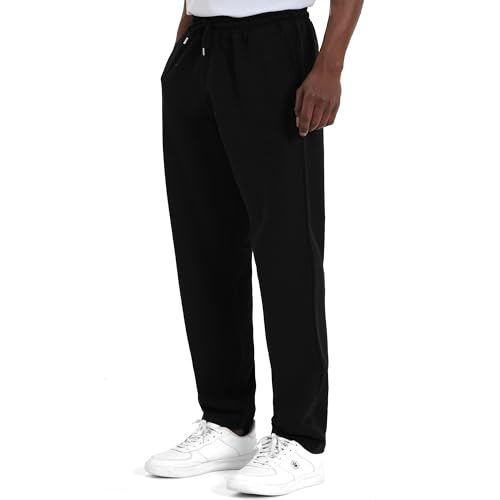 ROSS CAMP Jogginghose Herren – Sporthose Lang Baumwolle, Freizeithose Trainingshose, Sweatpants Jogger, Laufhose Breite Modern(Schwarz, XXL)