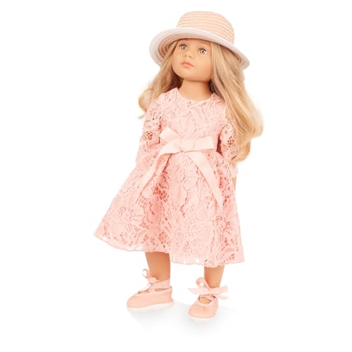 Götz 2666113 Happy Kidz Ella Puppe – 50 cm große Multigelenk – Stehpuppe, Blonde Haare, graue Augen – 6 teiliges Set