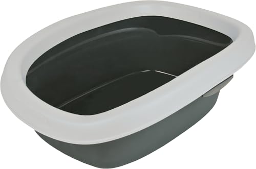 TRIXIE Katzentoilette Carlo - abnehmbarer Rand - leicht zu reinigen - Kunststoff - grau/weiß - 31 x 14 x 43 cm