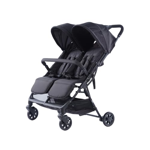 Novi Baby® Foss Go Duo, Zwillingsbuggy von Geburt an bis 15 kg (ca. 3 Jahre), extra großer Korb, leicht und klein faltbar, 5-Punkt-Sicherheitsgurt