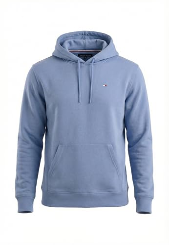 Tommy Jeans Herren TJM REG S Flag Hoodie EXT DM0DM20742 Pullover Hoodie, Blau (Light Horizon Blue), L, Blau (Light Horizon Blue), L