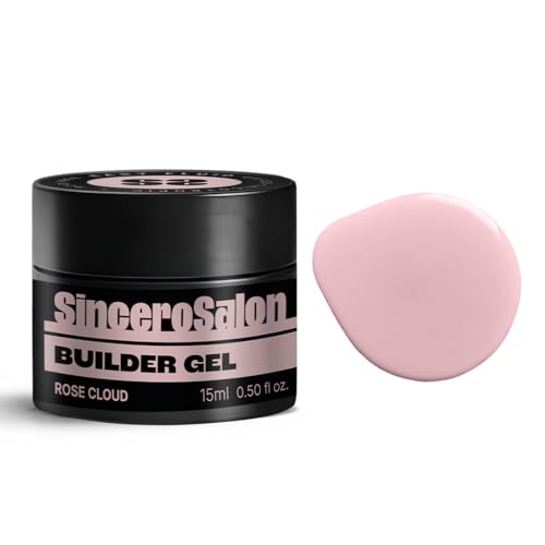 SINCERO SALON Easy Fluid Aufbaugel für Gelnägel - Rose Cloud - TPO -frei - Farbgel für Gelnägel - Ideal UV Gel für Nagelverlängerungen Korrekturen French Manicure - Builder Gel 15ml