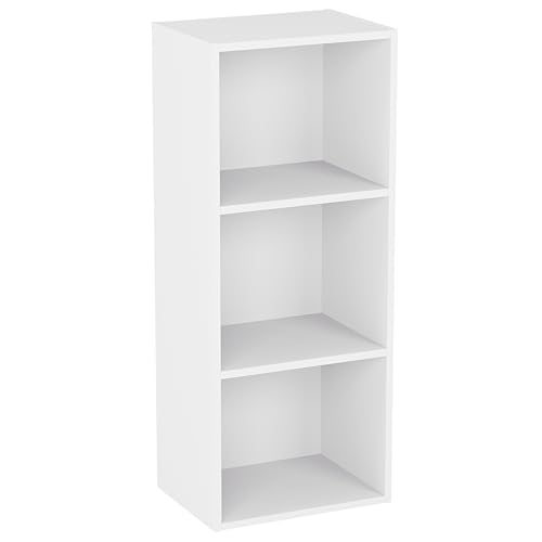 Vida Designs Oxford Bücherregal mit 3 Ebenen, würfelförmig, weiß, Holz-Regaleinheit für Büro, Wohnzimmermöbel