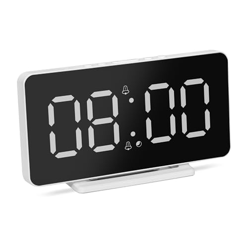 TechniSat VIOLA AC-1 - Digitaler Wecker mit 4,5 Zoll großem LCD Display (Anzeige von Uhrzeit, Datum & Temperatur, dimmbar, 2 Weckzeiten, Netzbetrieb - USB Steckernetzteil erforderlich)