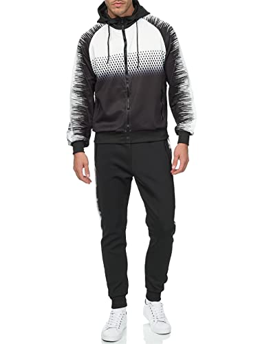 C-IN-C Herren Jogginganzug Barockmuster Sportanzug für Männer Trainingsanzug Laufanzug Gym Freizeitanzug Modell (DE/NL/SE/PL, Alphanumerisch, XXL, Regular, Regular, A0018(Weiß))