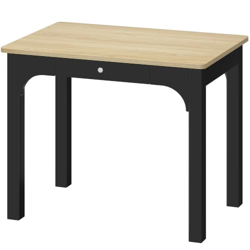 Hzuaneri Esstisch in Holzoptik, 50 x 80 x 75 cm, Schwarz